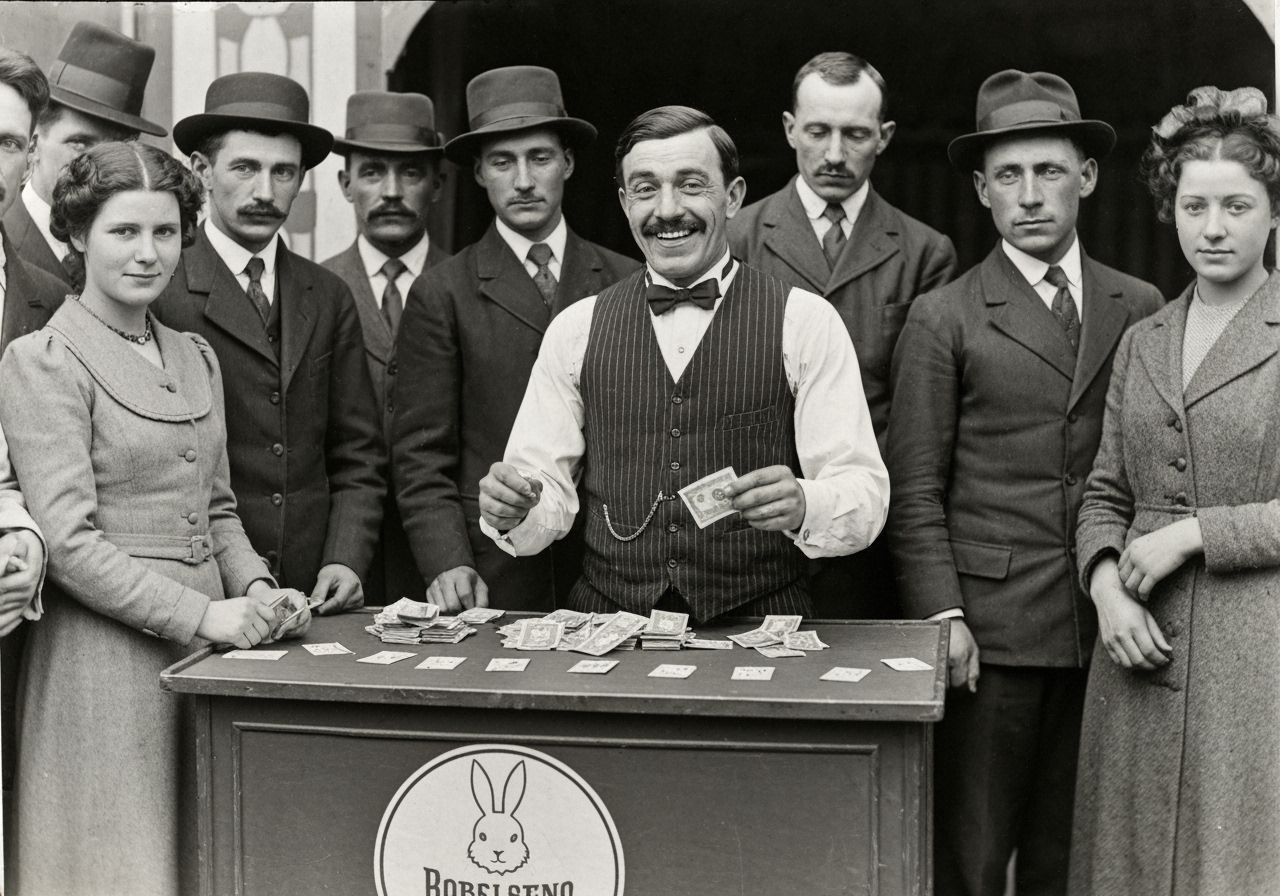 Carnival Worker Conning Crowd in Vintage Photo