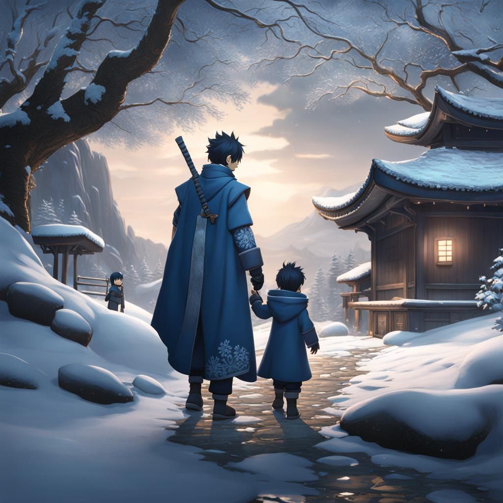 Shisui Uchiha and Child: Detailed Matte Painting