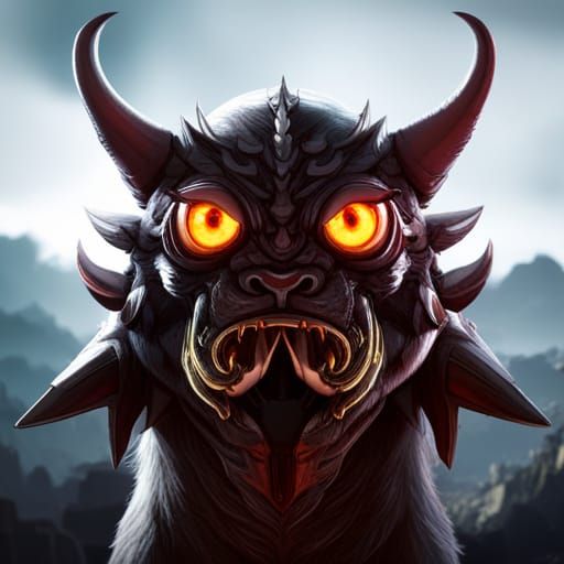 Cacodemon Cat Hybrid in 3D Game Style