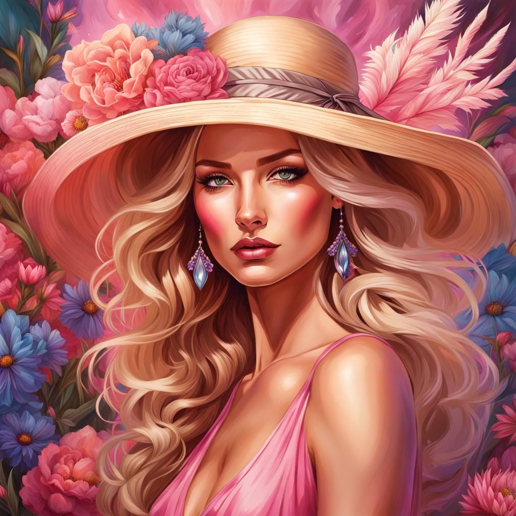 A Beautiful Woman in a Flower Garden