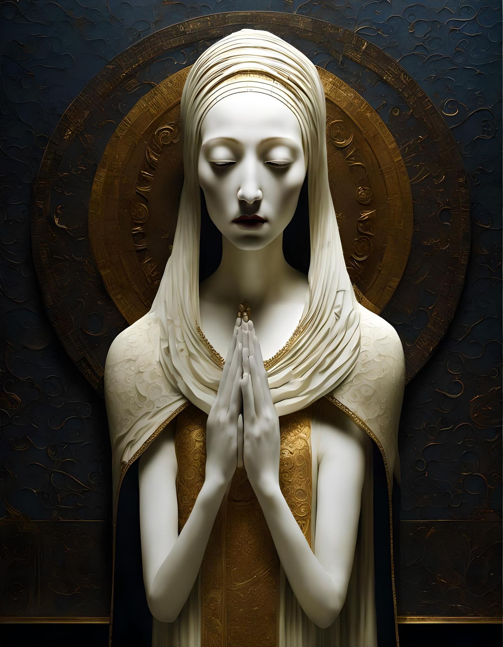 Vast Scene with Figures in Dark Byzantine Style