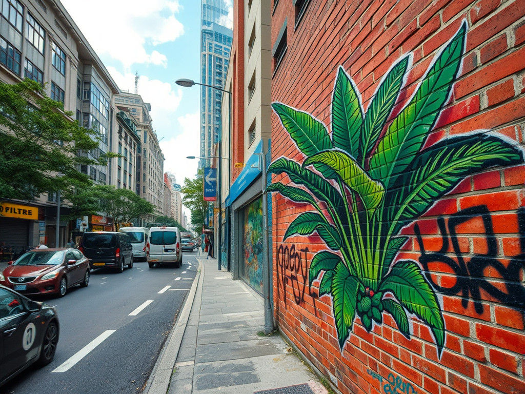 Graffiti Art: Tropical Oasis in City Chaos
