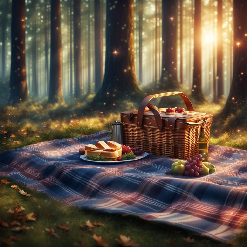Enchanted Forest Picnic in 3D Photorealistic Style