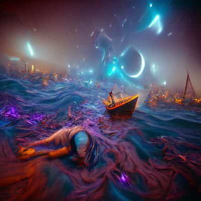 Ocean of Misery: A Cosmic Fantasy Illustration