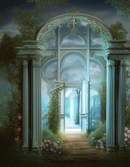 Regency Garden in Baby Blue, Classical Style