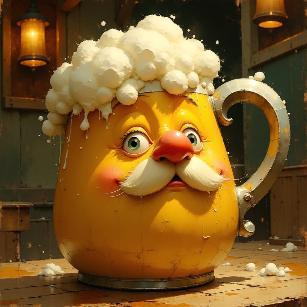Painterly Portrait of a Cheerful Beer Tankard