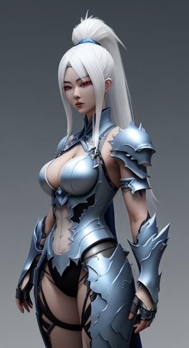 Sweaty Evil Goddess on Dragon, 3D Render