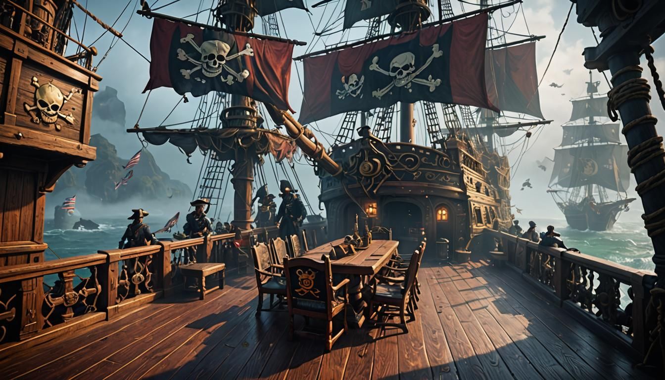 Fantastical Pirate Ship Interior in Detailed Matte Painting