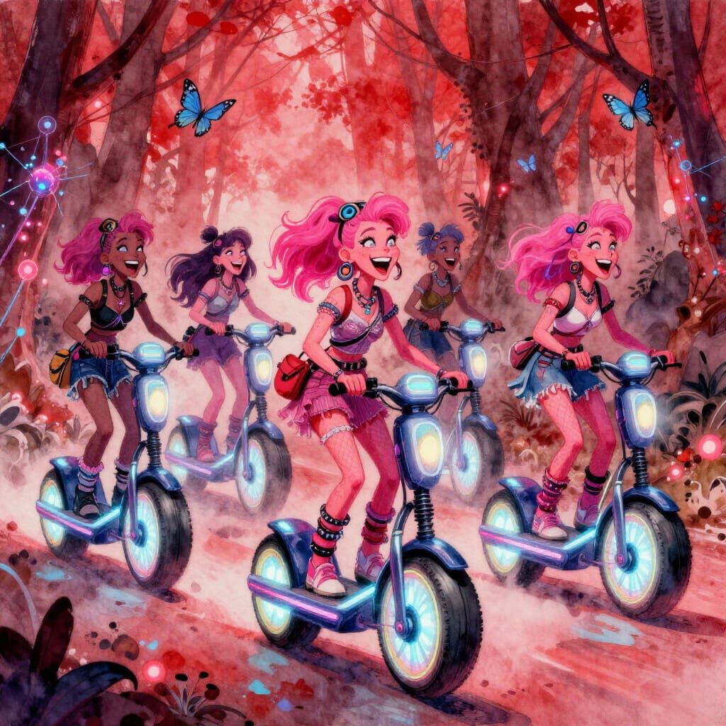 Tidal Punk Princesses Ride Luminescent Hoverbikes in Neon Fo...