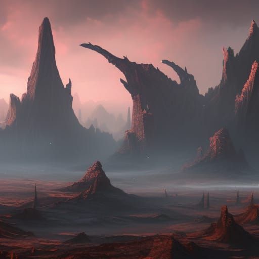 Fantastical Desolate Wasteland in Detailed Matte Painting