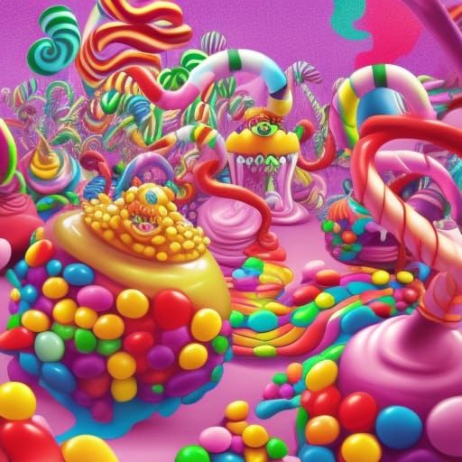 Candy Monster Mash: A Hyperrealistic Digital Illustration