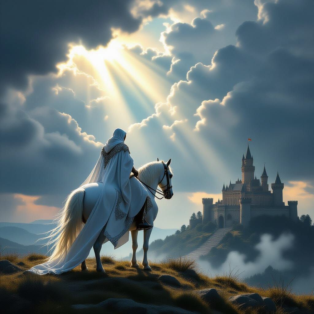 Epic Wizard on Horseback at Fortress