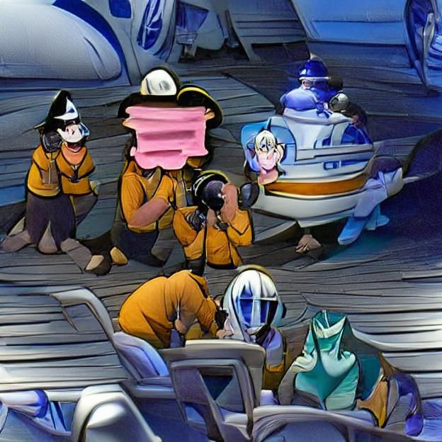 Stylized Spacewalkers in Suspicious Scene