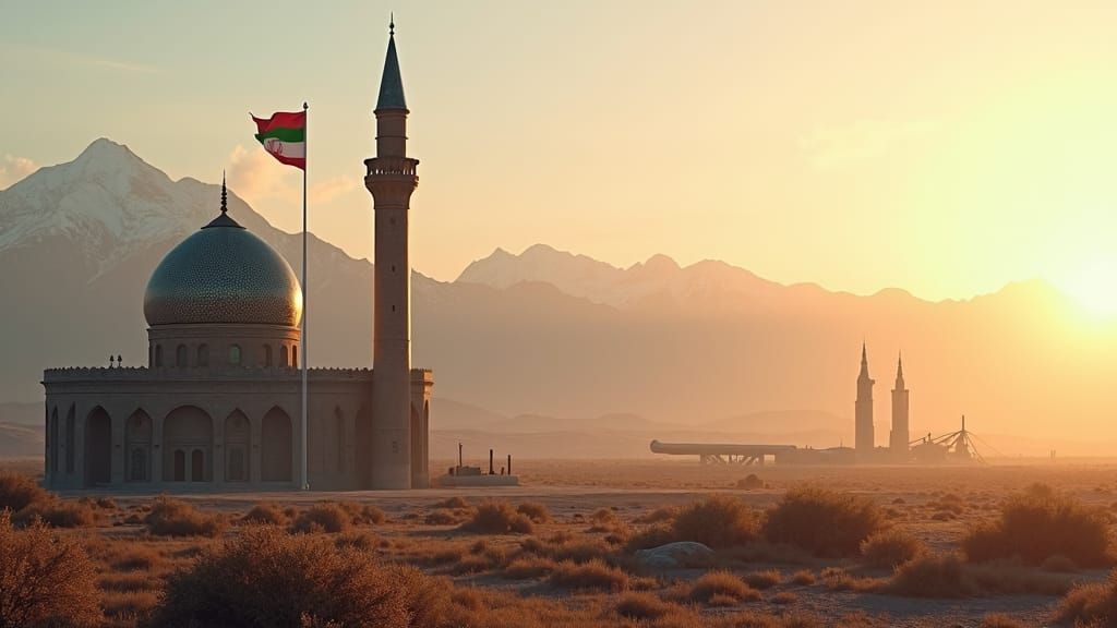 Persian Mosque with Military Elements, Digital Art