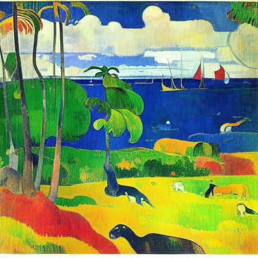 Island Paradise in Post-Impressionist Style