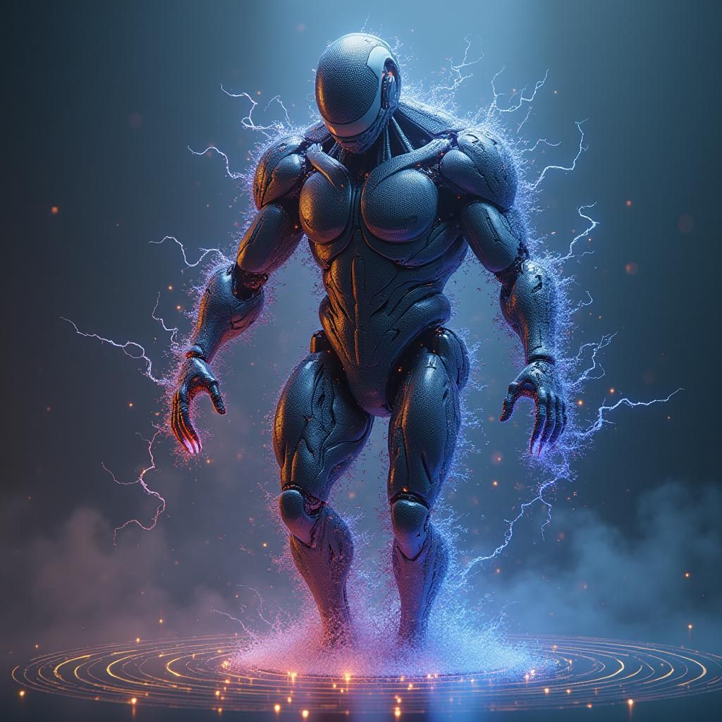 Nanorobot Humanoid Transformation in Cyberpunk Style