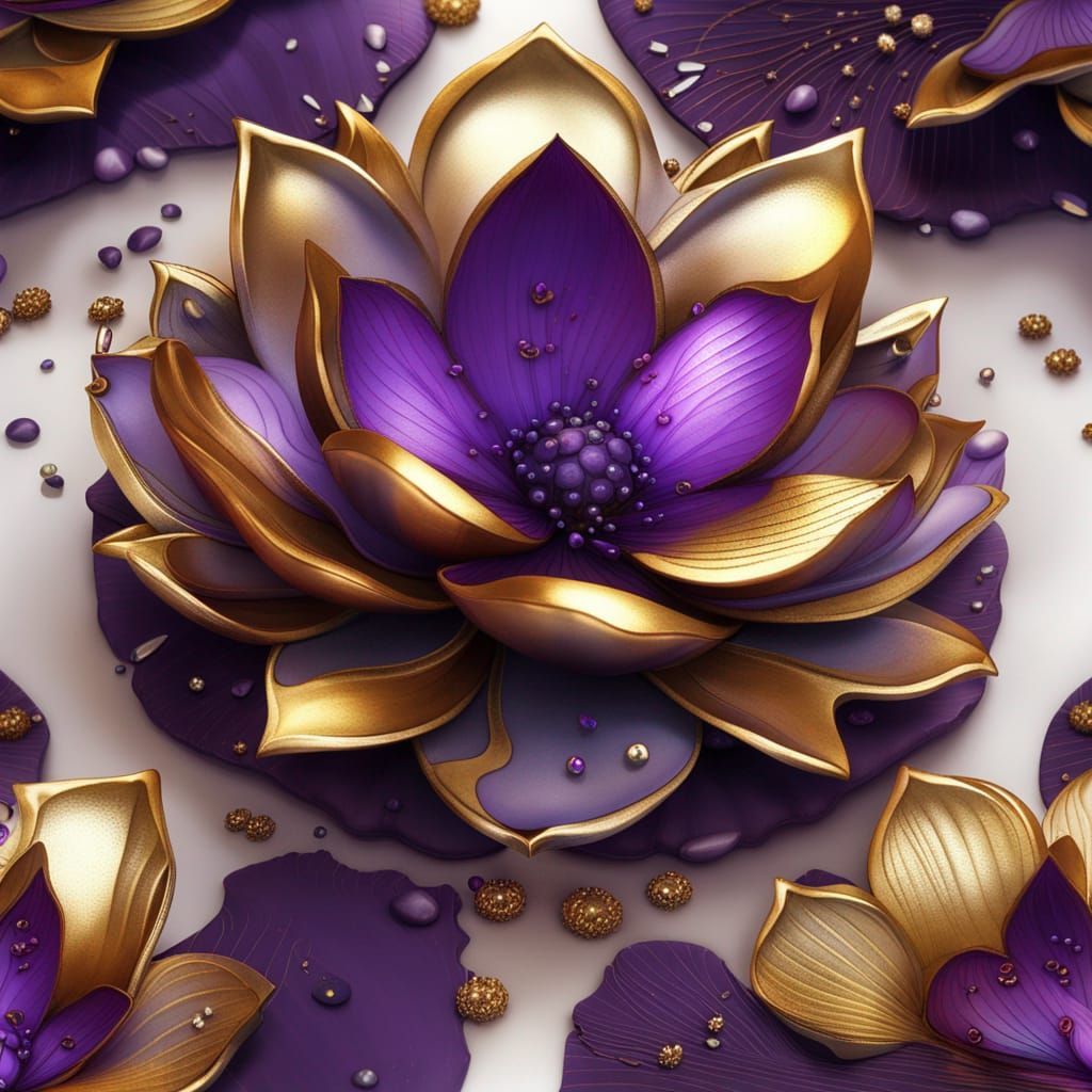 Purple Lotus Jewel with Gold Embellishments