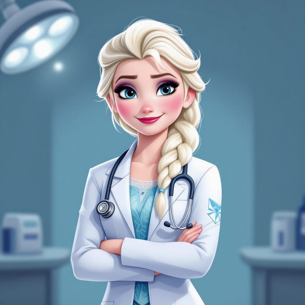 Elsa from Frozen as a Doctor