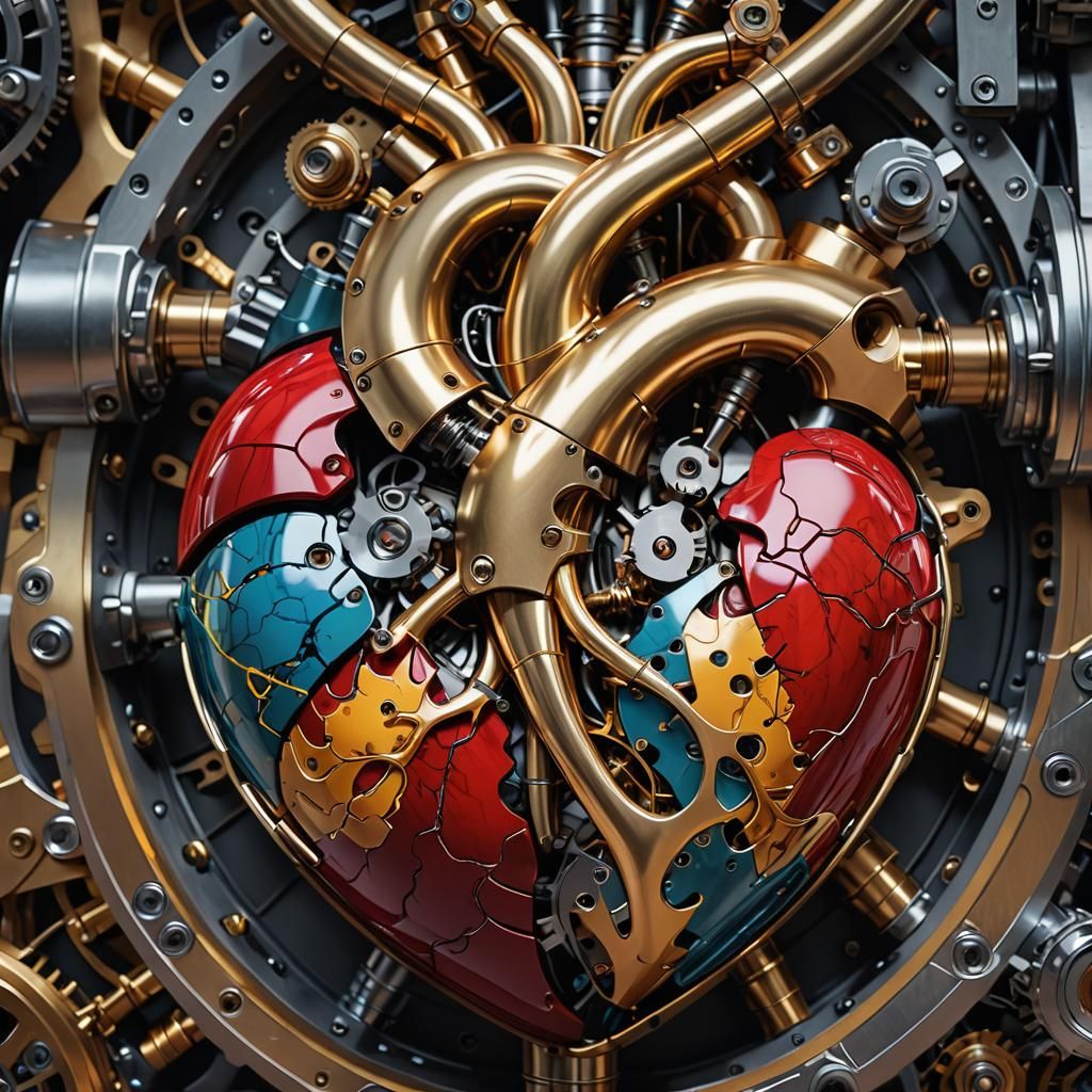 Mechanical Heart Bleeding Oil with Glowing Veins