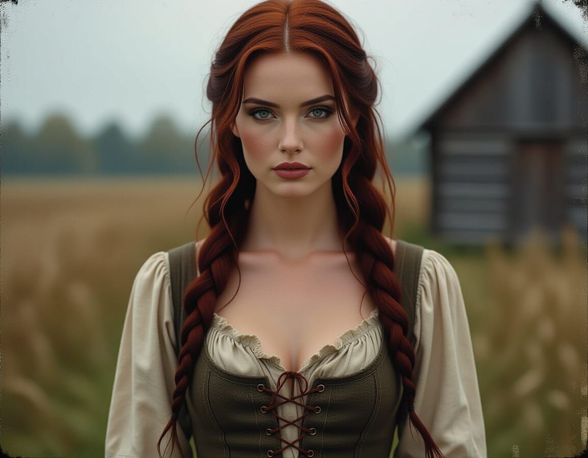 Seductive Witch Portrait as Impasto Oil Painting