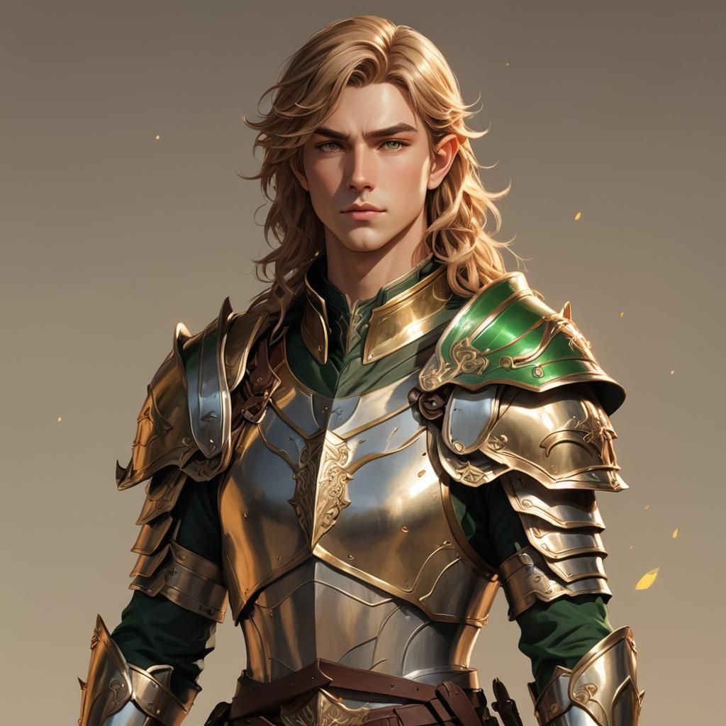 Heroic Half-Elf Paladin in Anime Style