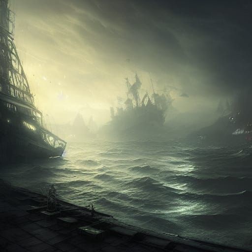 Haunted Sunken Ship with Primary Hues