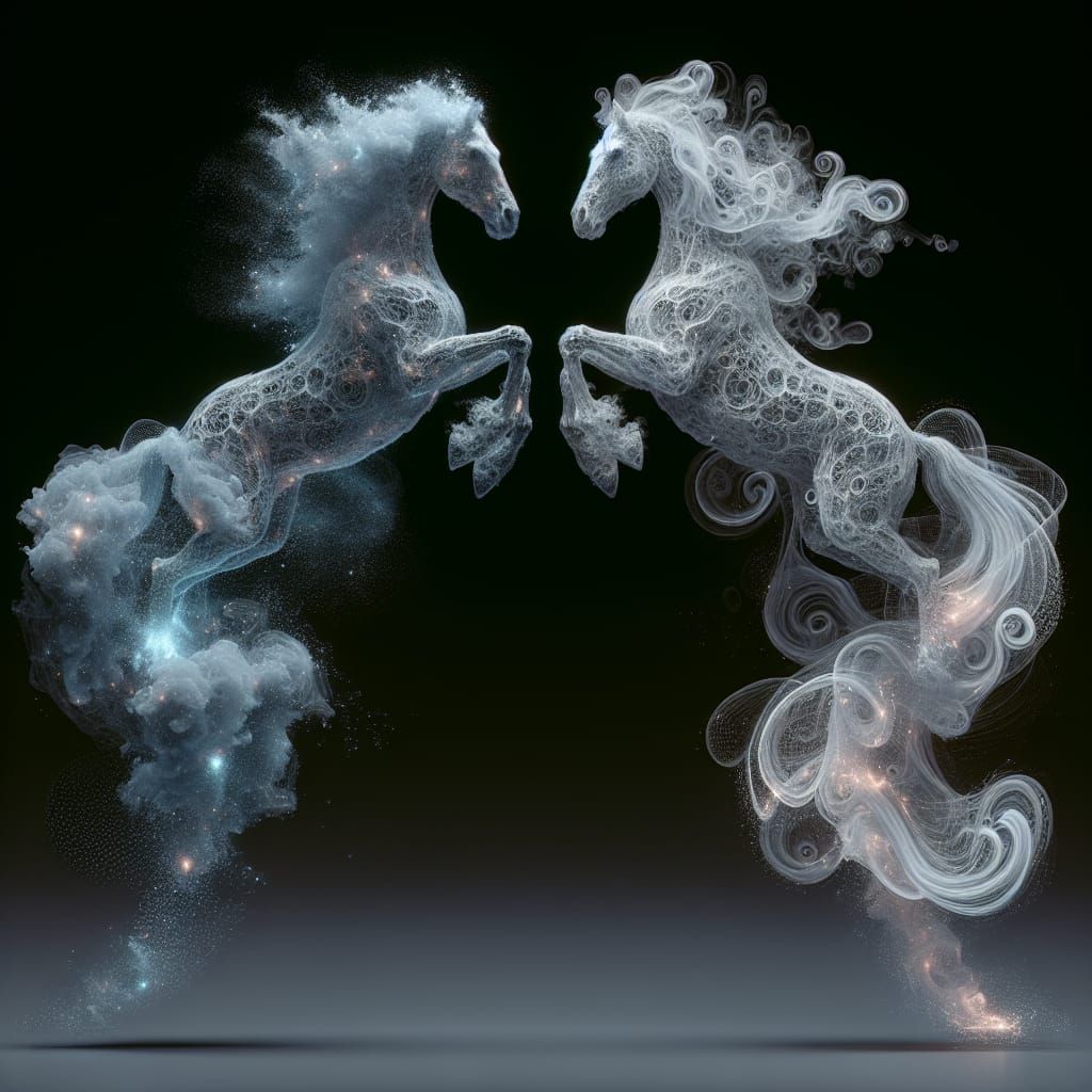 Ethereal Horses Unite in 3D Fantasy Rendering