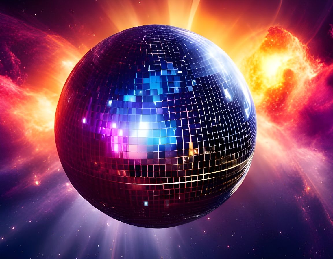 Mirrored Disco Ball in Space Nebula
