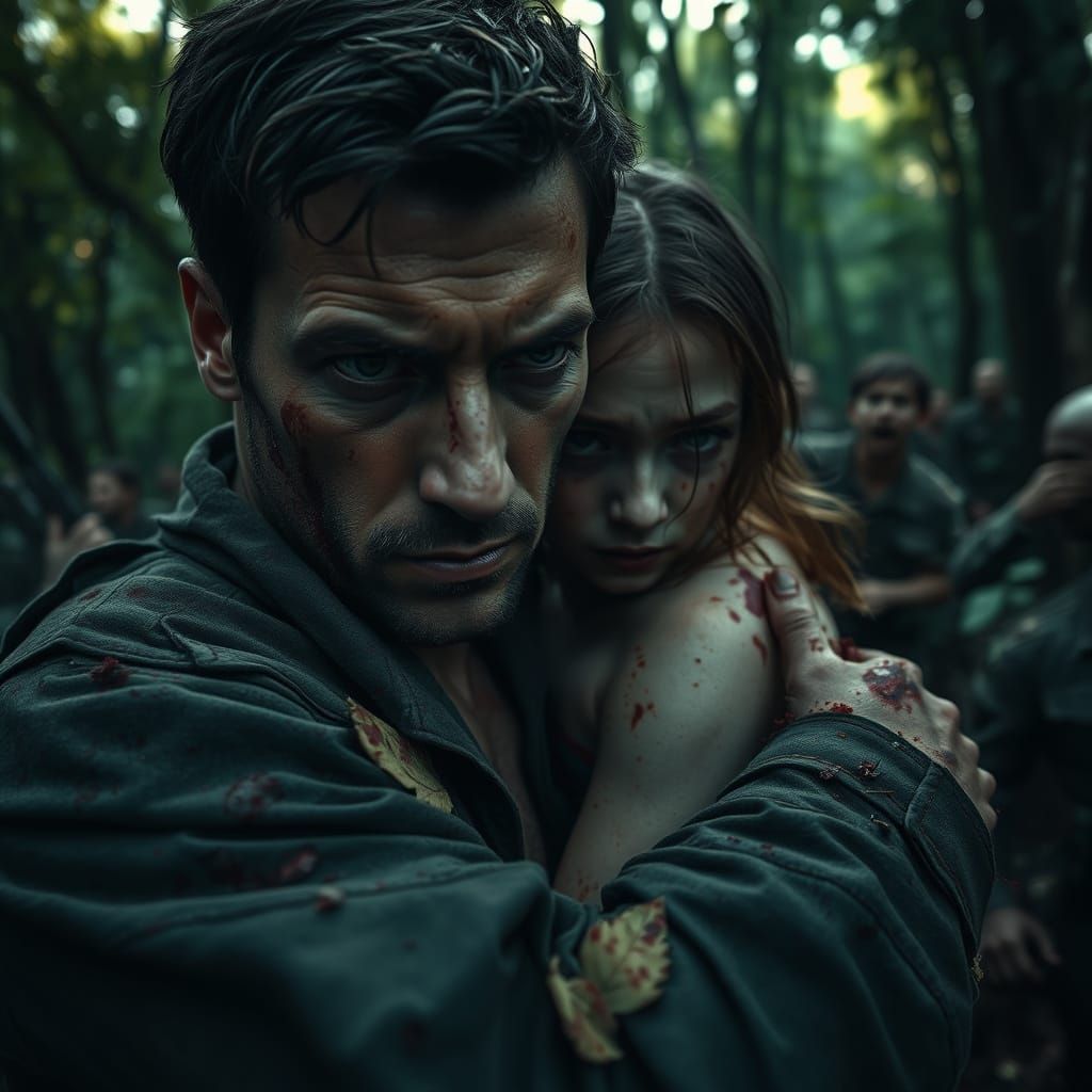 Desperate Rescue in Zombie Apocalypse, Close-Up Portrait of ...