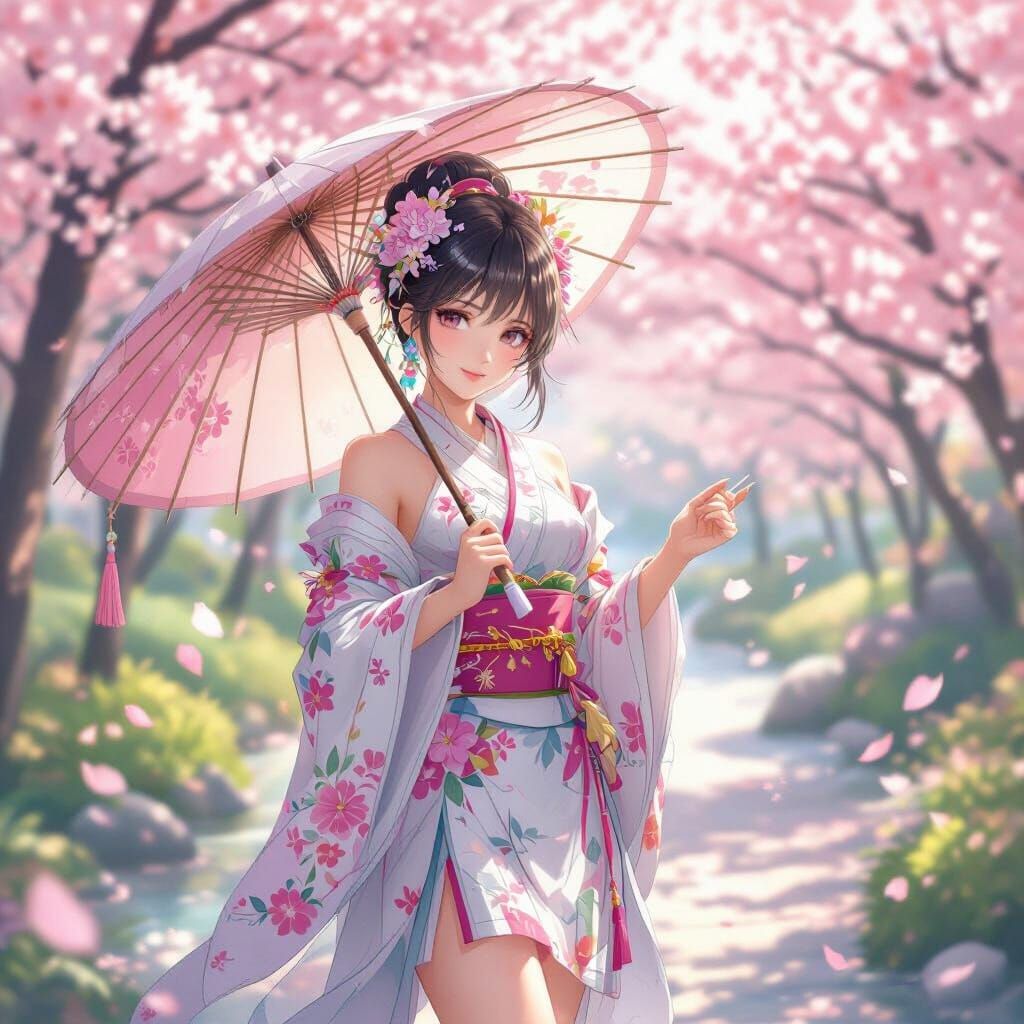 Mobile Legends Ze Tian in Spring Outfit Amidst Cherry Blosso...