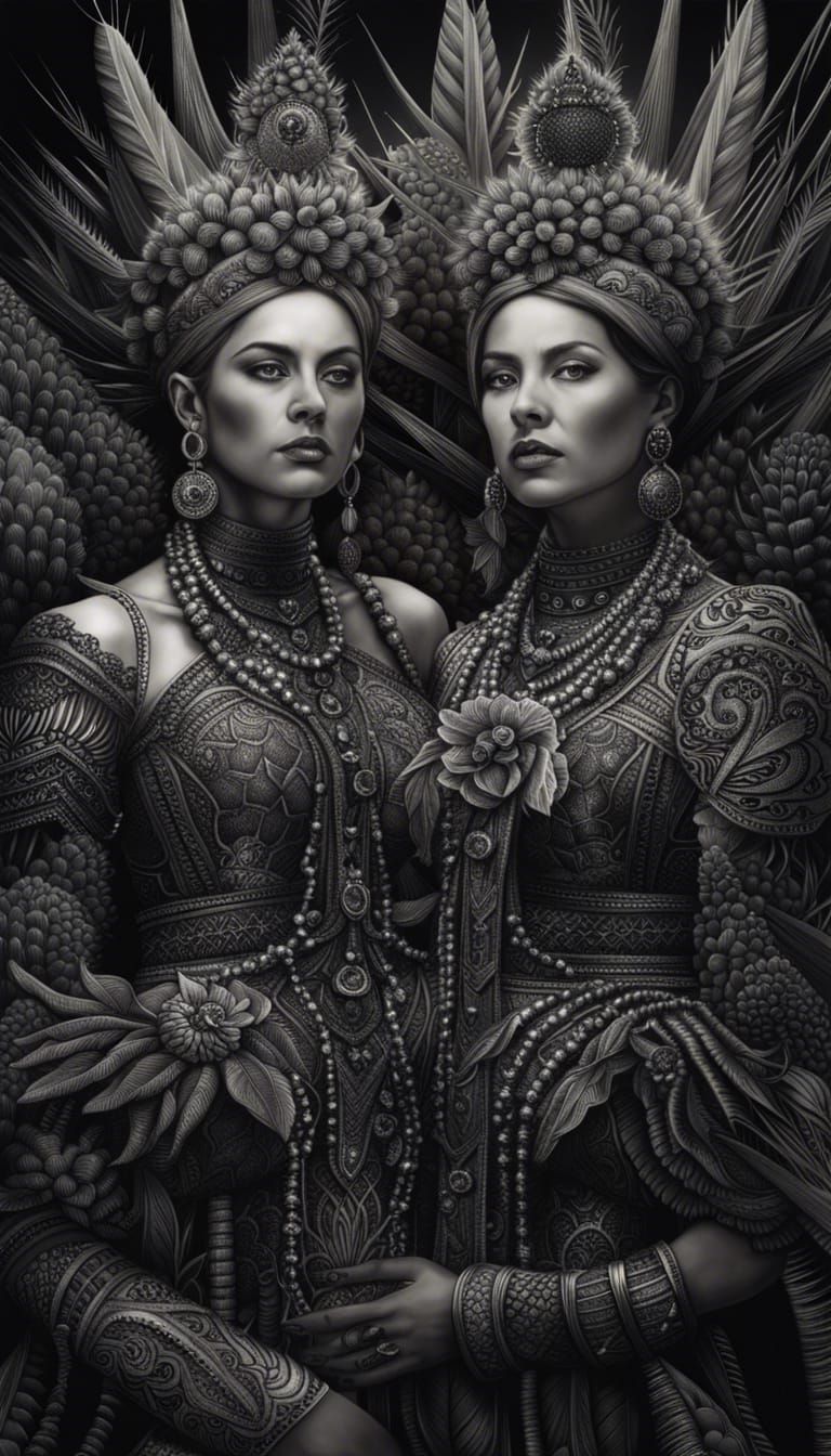 Cactus Goddesses in Charcoal: Hyperdetailed Cinematic Art