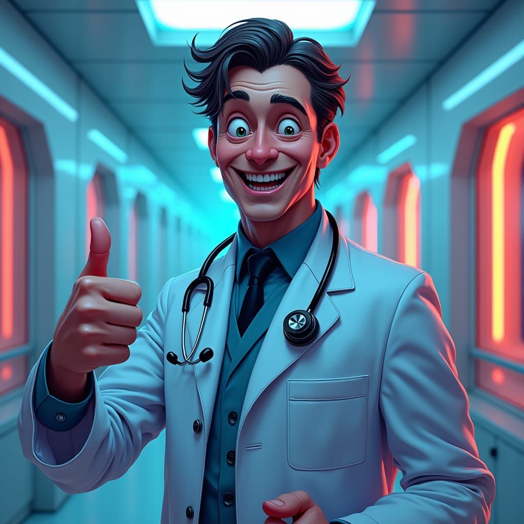 Unsettling Doctor in Art Deco Medical Office