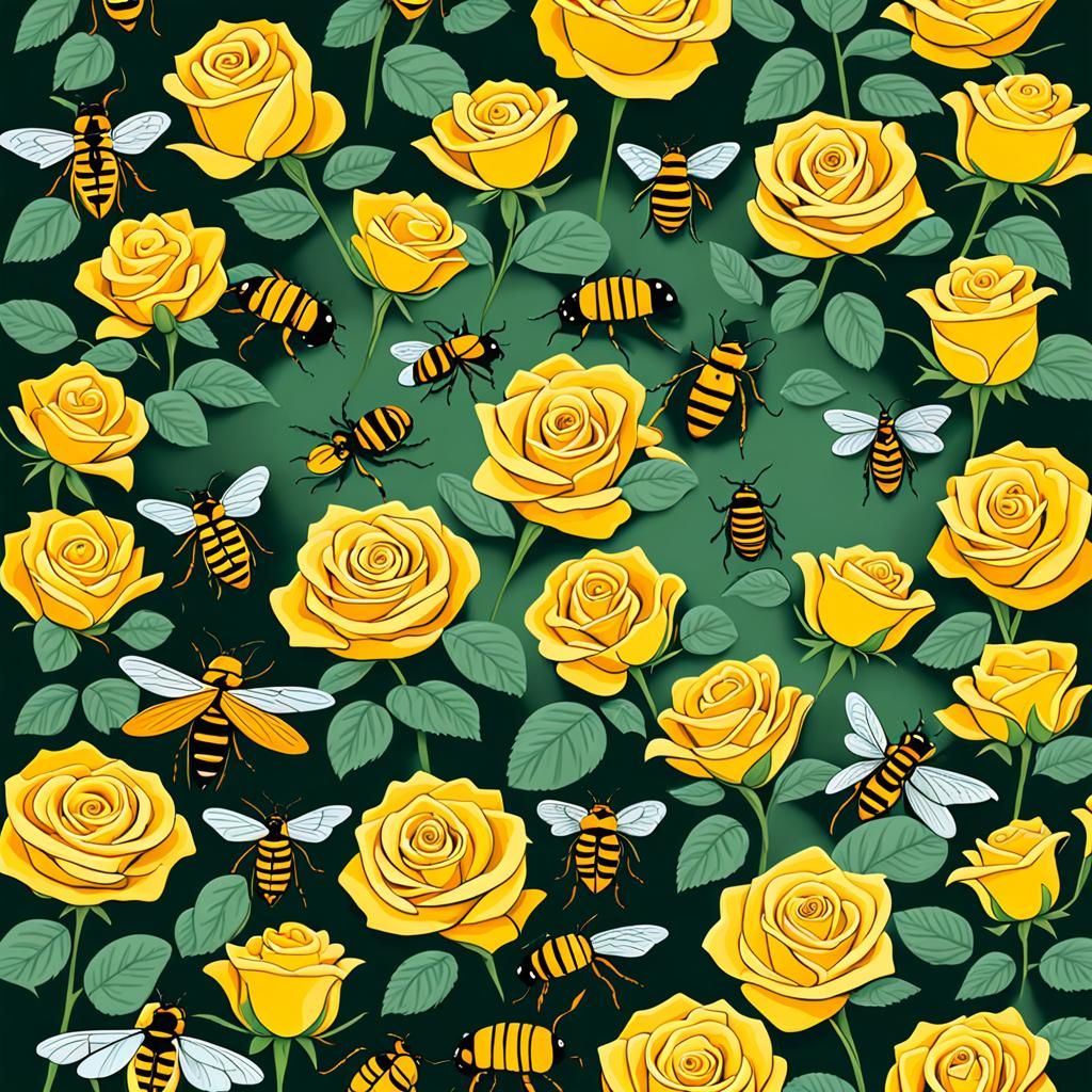 Woman in Spiral Lands with Yellow Roses