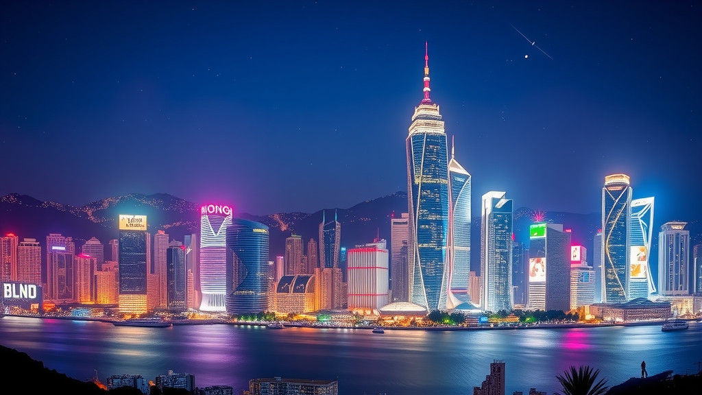 Hong Kong Victoria Harbor Night View in Hyperrealism