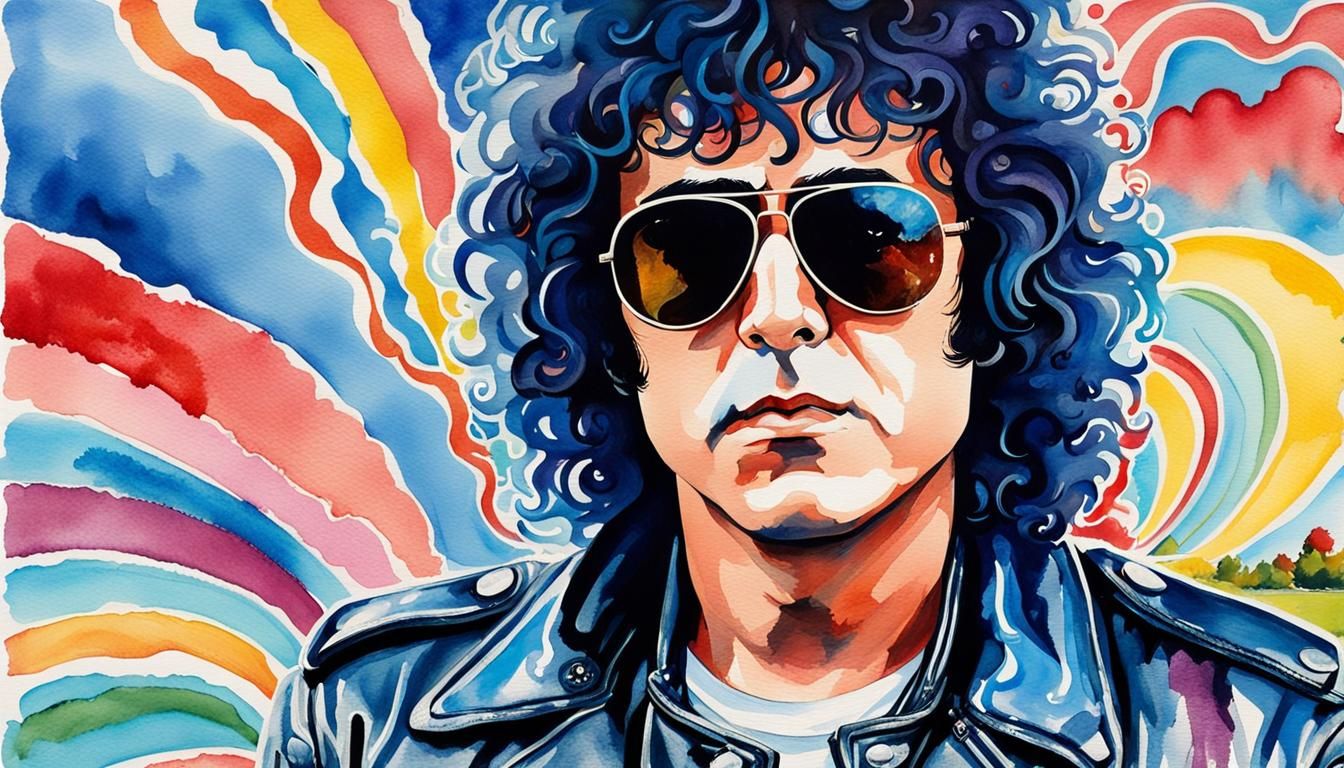 Marc Bolan Portrait in Pop Art Watercolor
