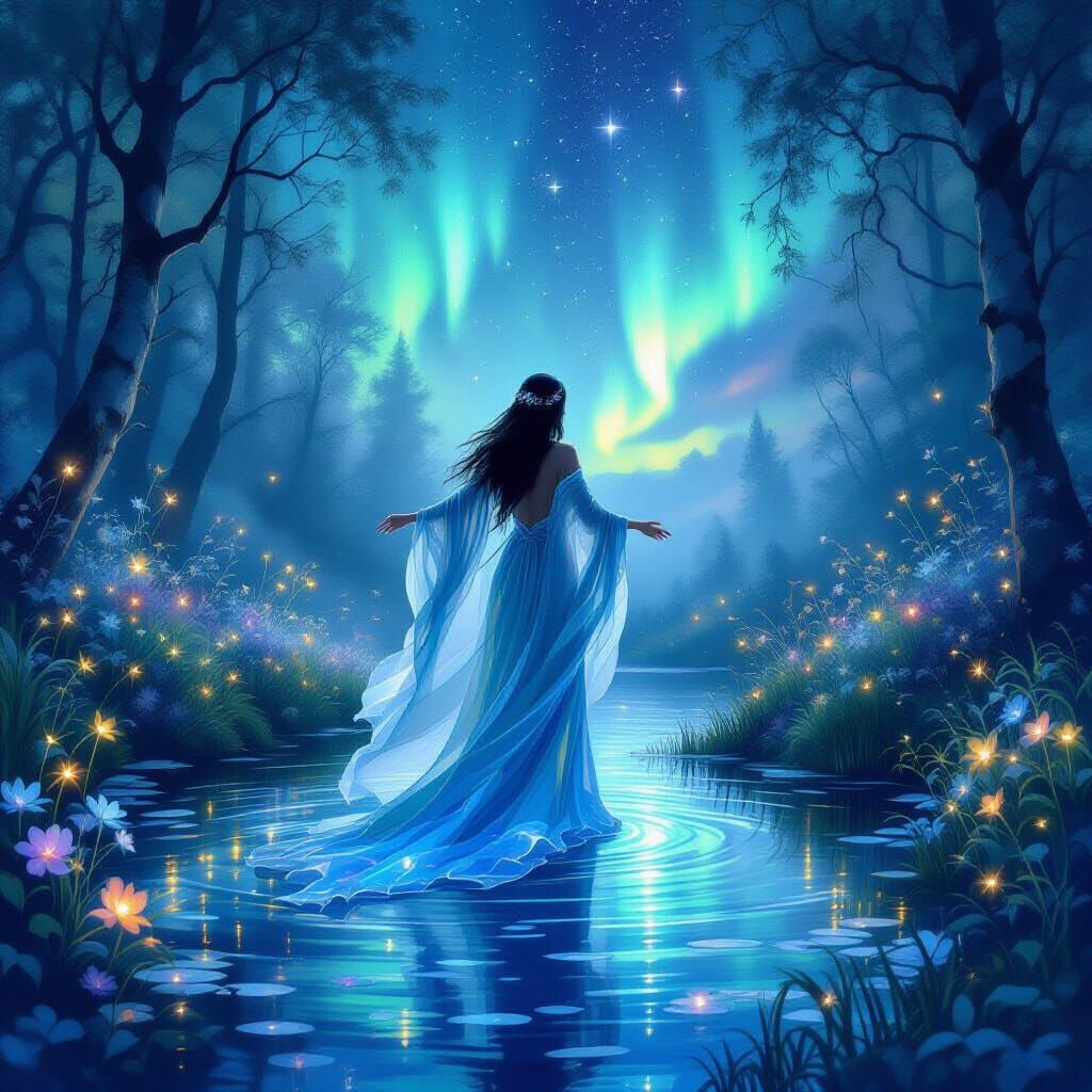 Ethereal Water Spirit in Enchanted Woodland