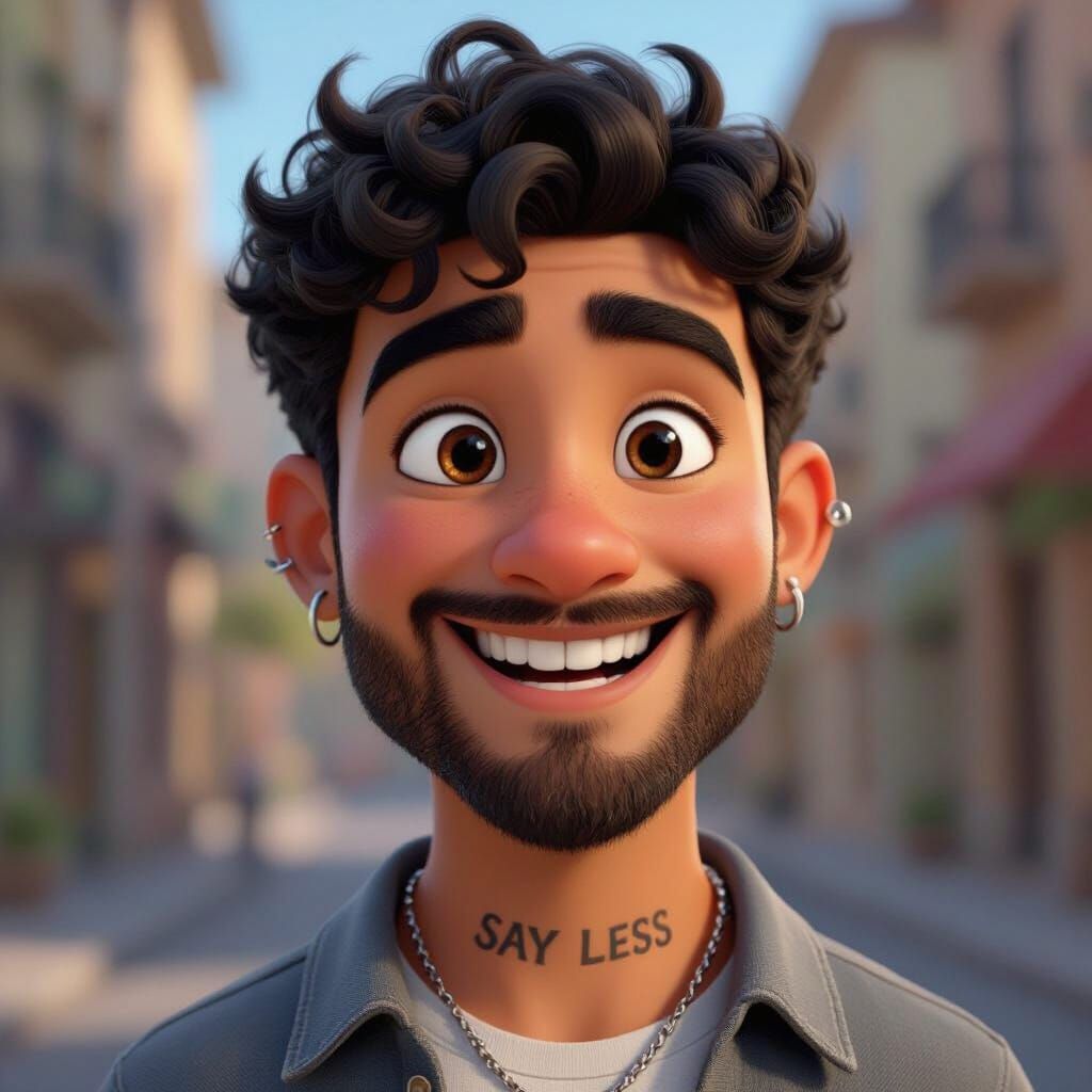 Pixar-Style 3D Animated Character with Curly Hair