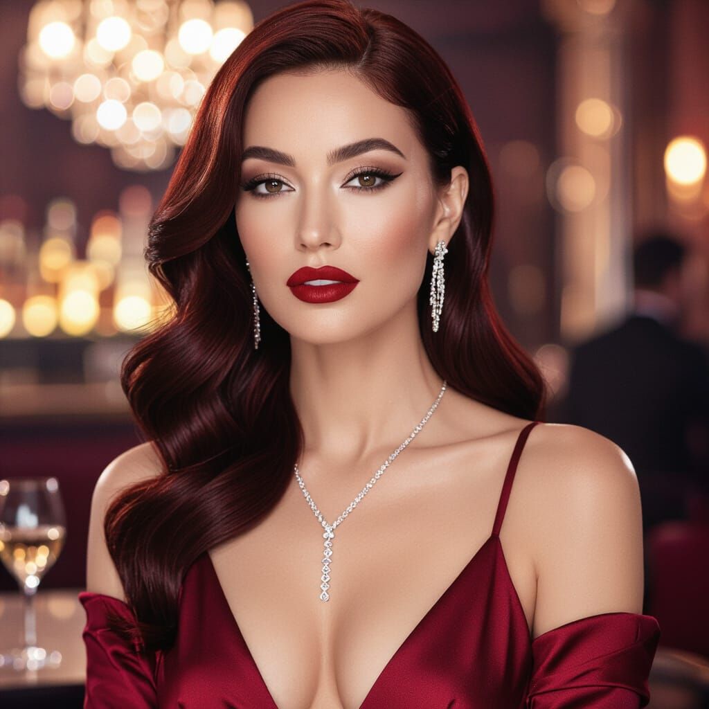 Mysterious Woman in Elegant Club, Hyperrealistic Digital Art