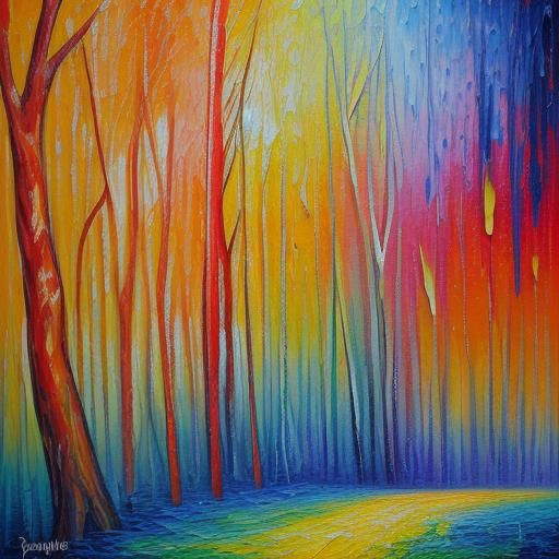 Colorful Expressionist Oil Painting in Impasto Style