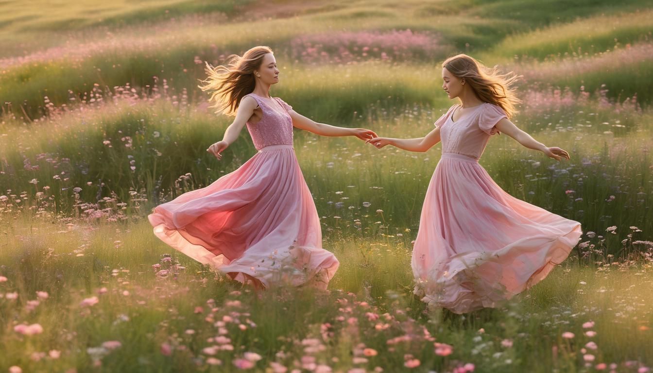 Dreamy Film Still: Woman Dancing in Meadow