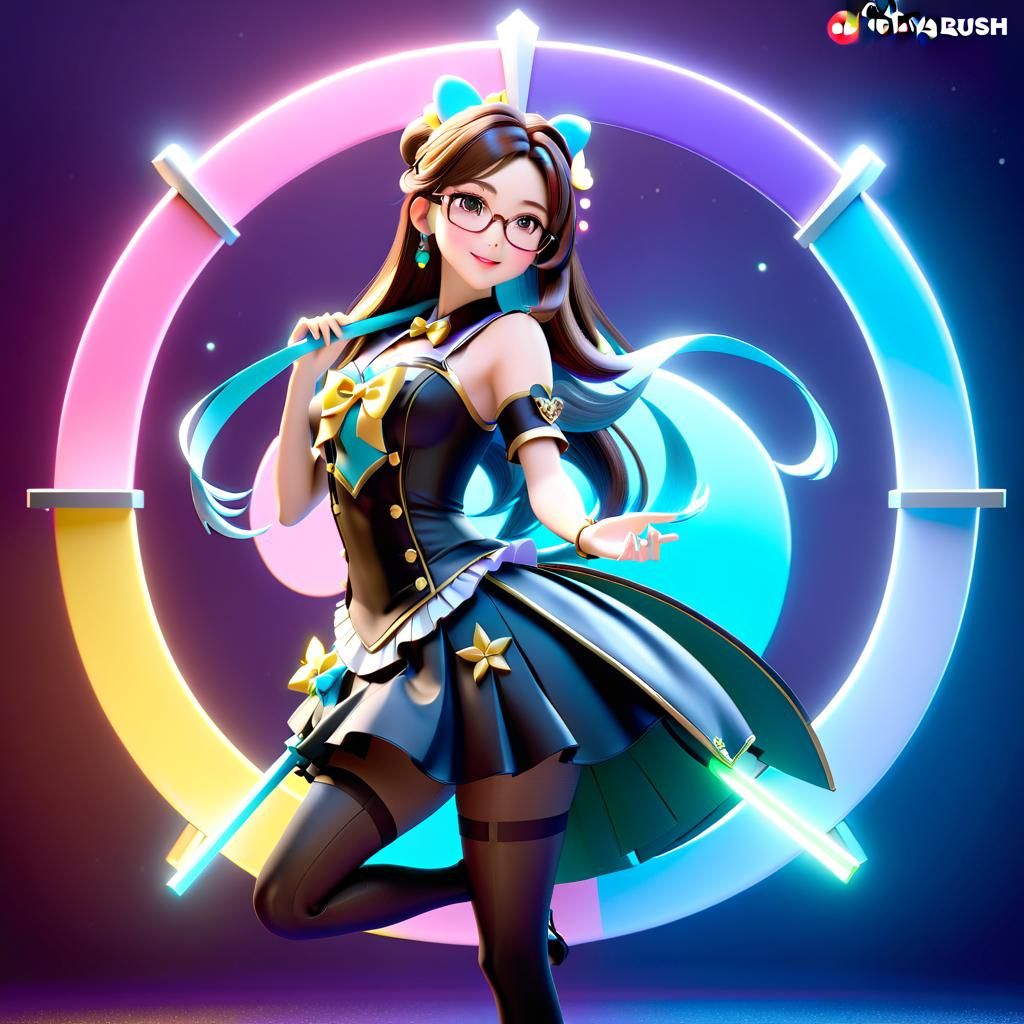 Beautiful Korean Magical Girl in 3D Digital Art
