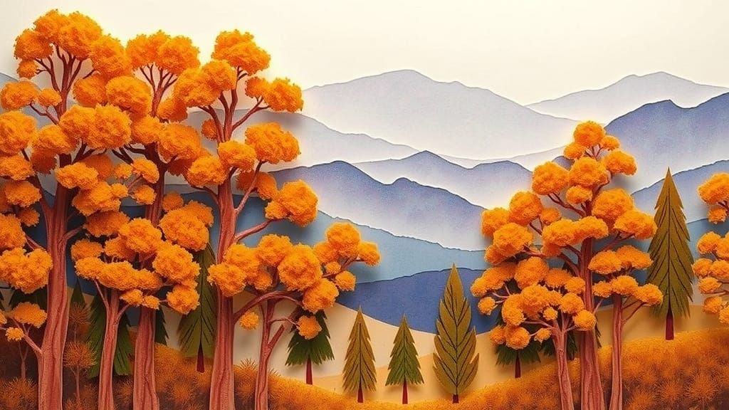 Whimsical Autumn Landscape in Watercolor Style