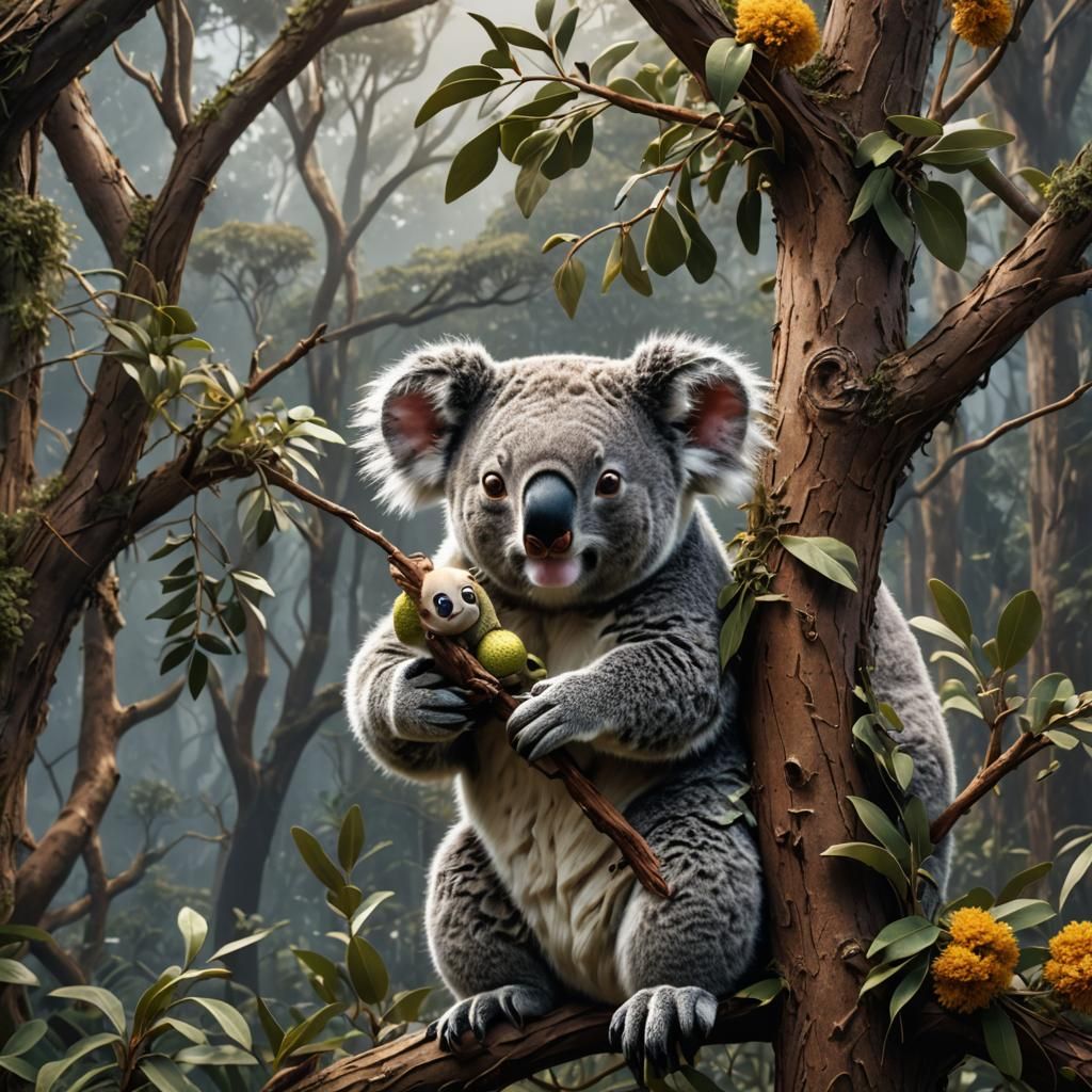 Koala Cannibalism: Detailed Matte Painting in 8K