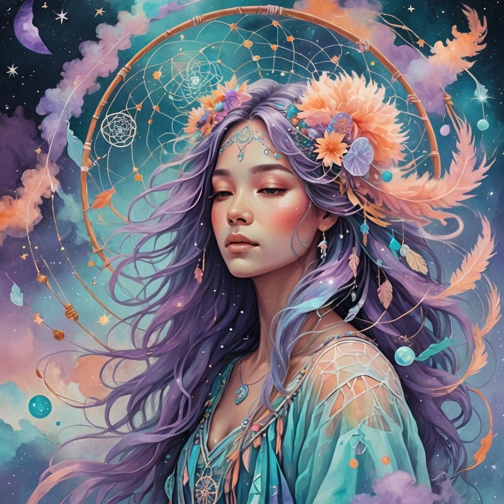 Cosmic Astral Dreamscape in Mixed Media Collage