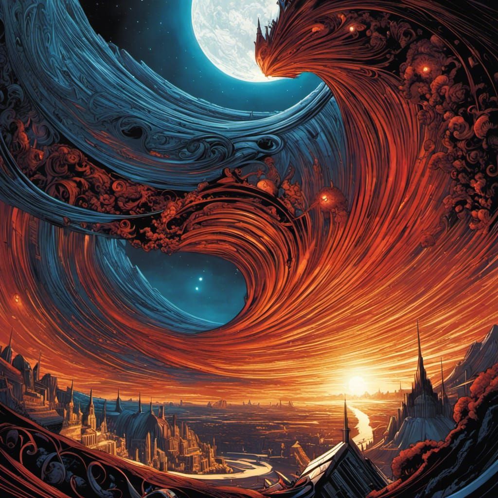 Dynamic Swirling Comic Book Art