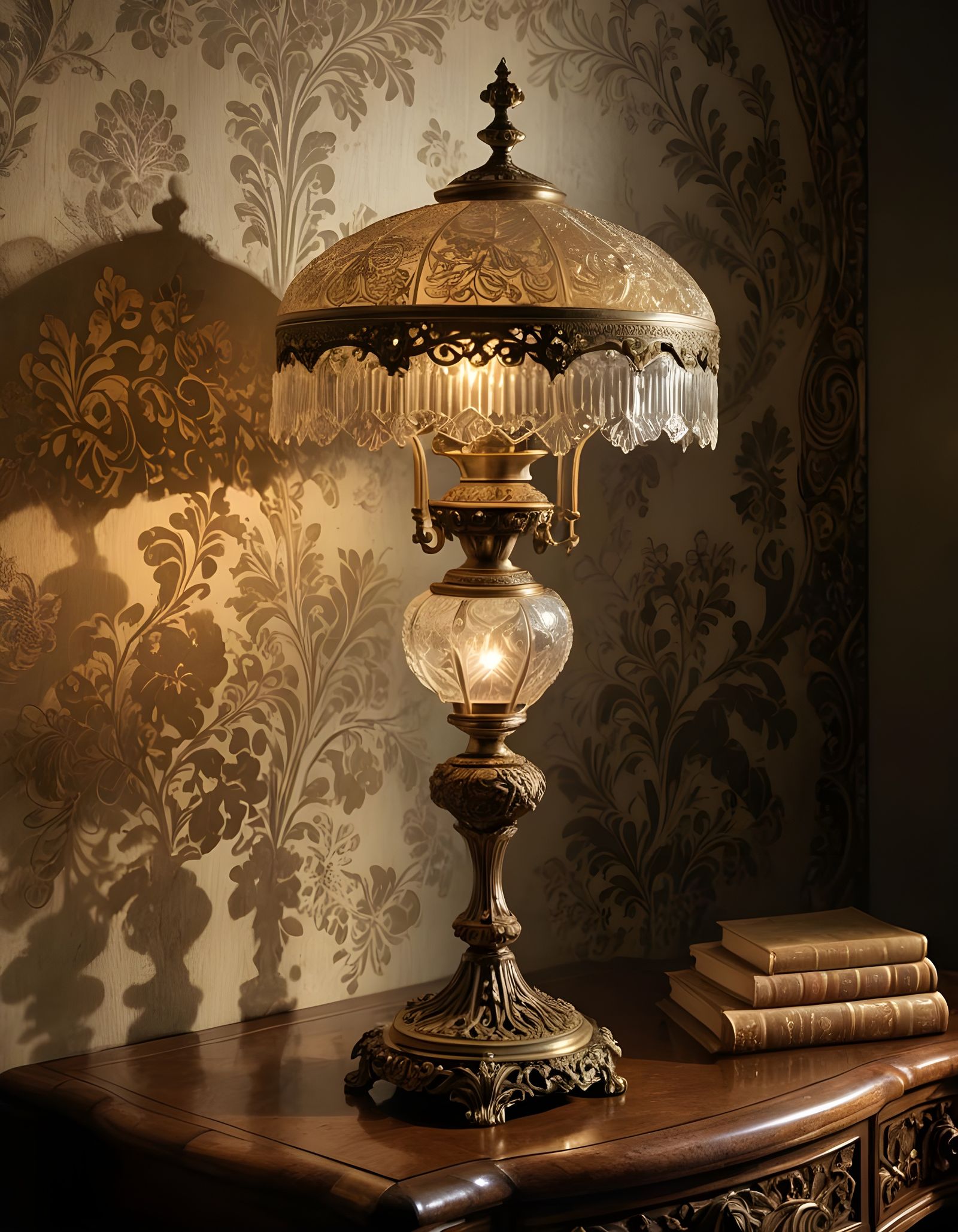 Ornate Victorian Lamp in the Style of the Old Masters