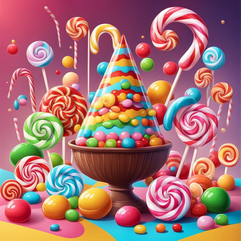 Festive New Year Card in Candy Art Style