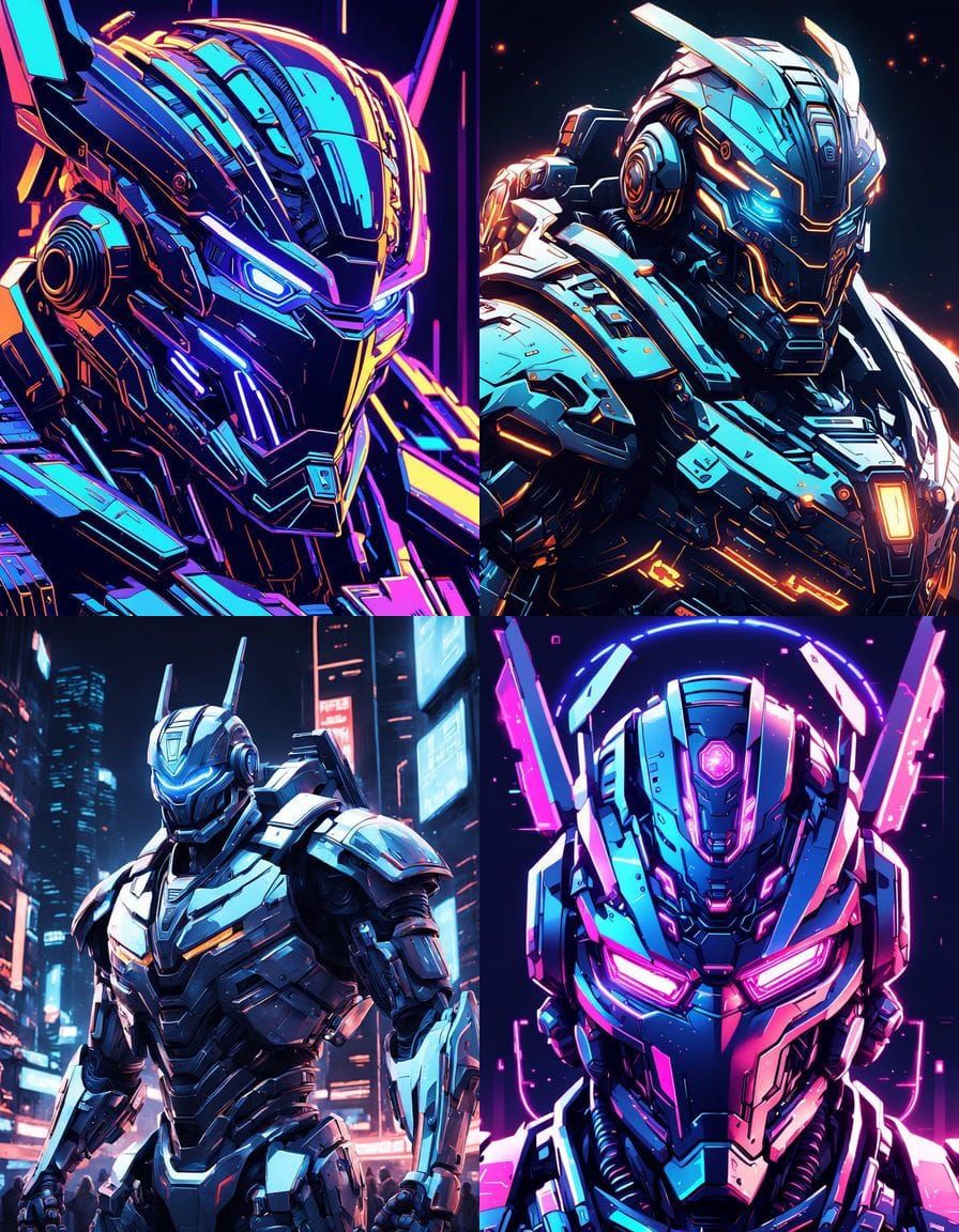 Neon Cyberpunk Mecha: Armored God of Dreams