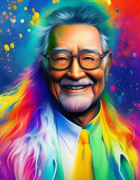 Hyperrealistic Portrait of a Happy Grandfather