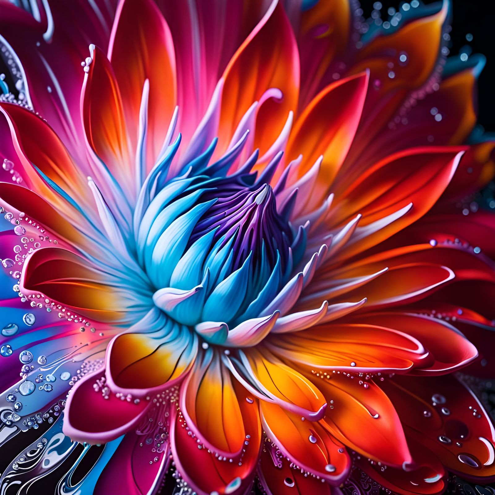 Ice and Fire Flower Graffiti Art